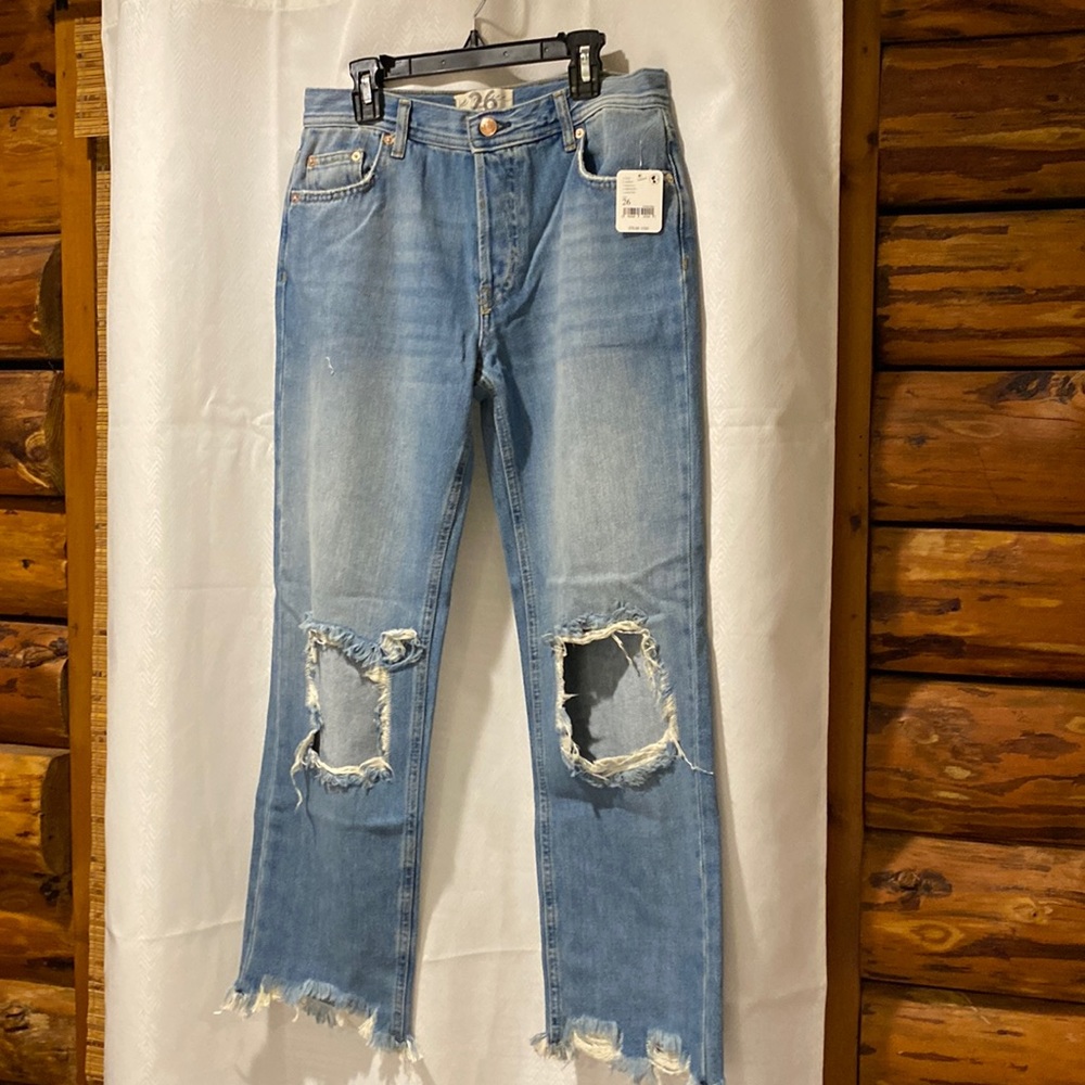 Free People Maggie Mid Rise Straight Jeans